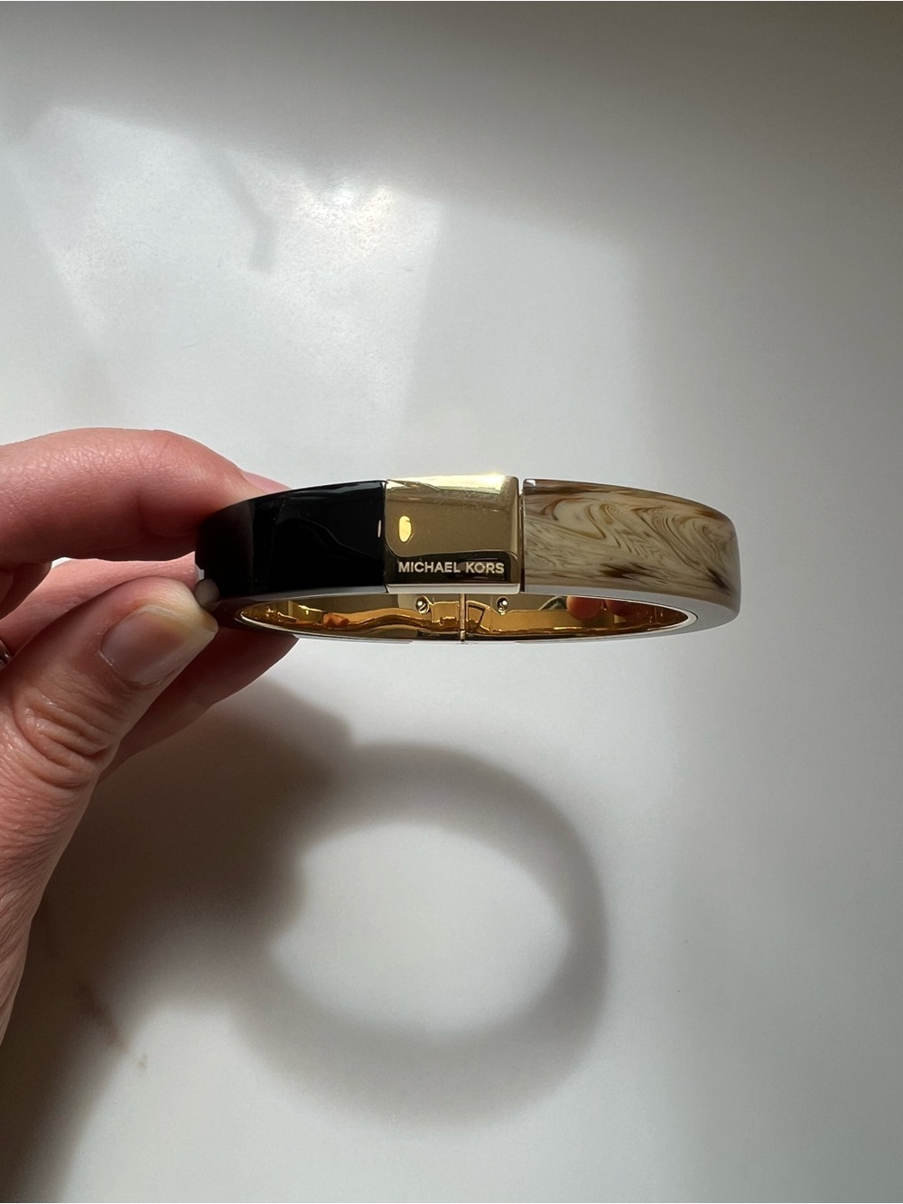 Michael Kors Black,Gold-Tone, and tan tortoiseshell Bangle Bracelet